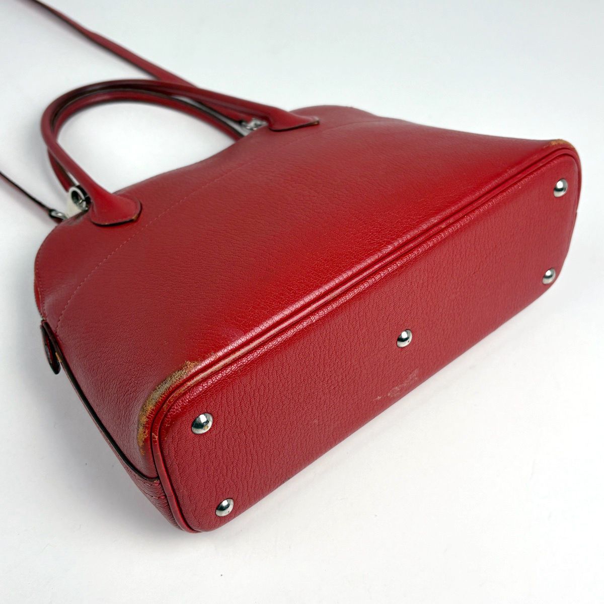 Hermes Bolide 27 2-Way Handbag Chevre Rouge Casac — view 2