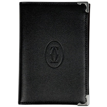 Cartier Must Line Card Case Business Holder Leather Black