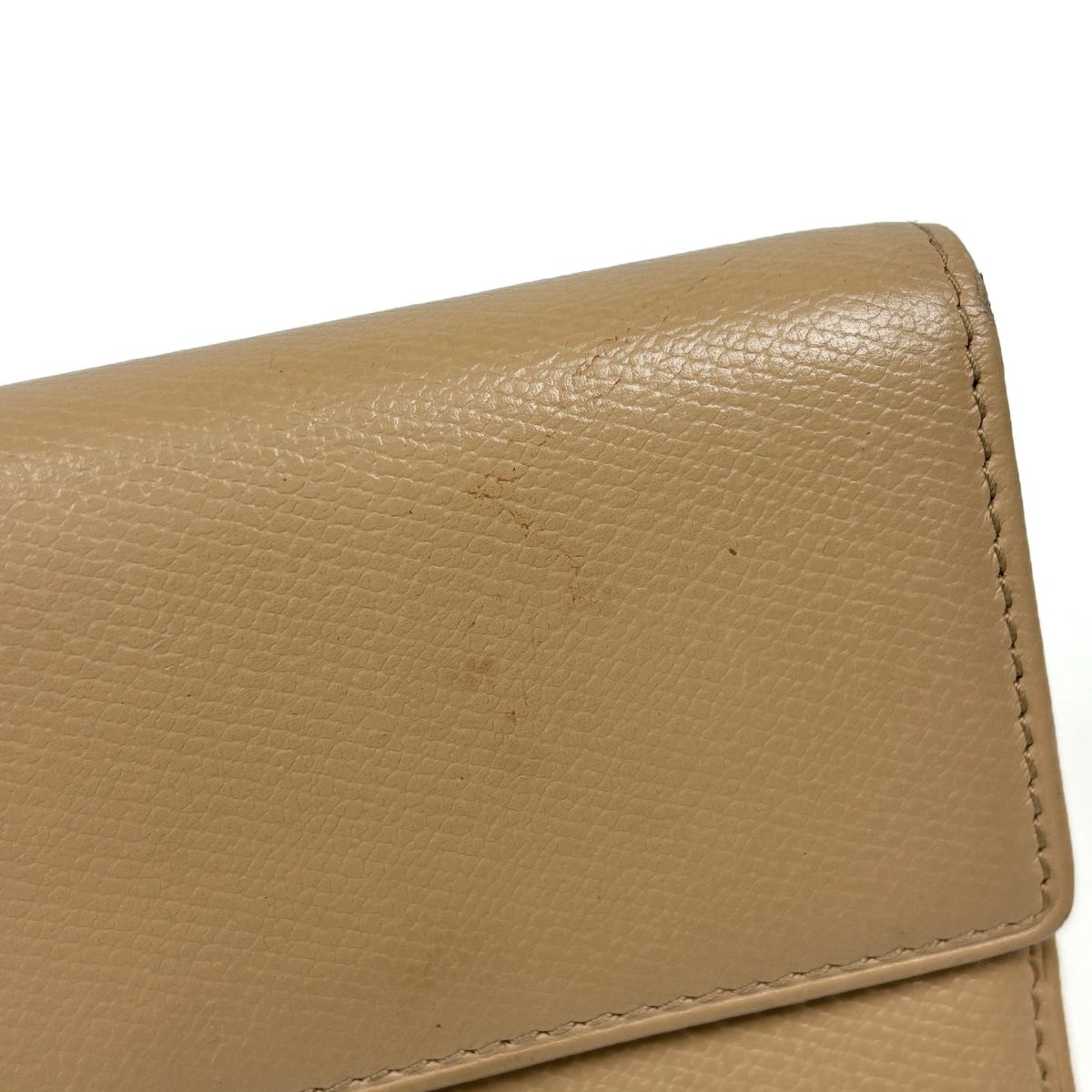 Chanel Coco Button Trifold Wallet CC Logo Hook Leather Beige — view 4
