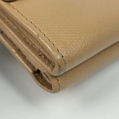 Chanel Coco Button Trifold Wallet CC Logo Hook Leather Beige — view 3