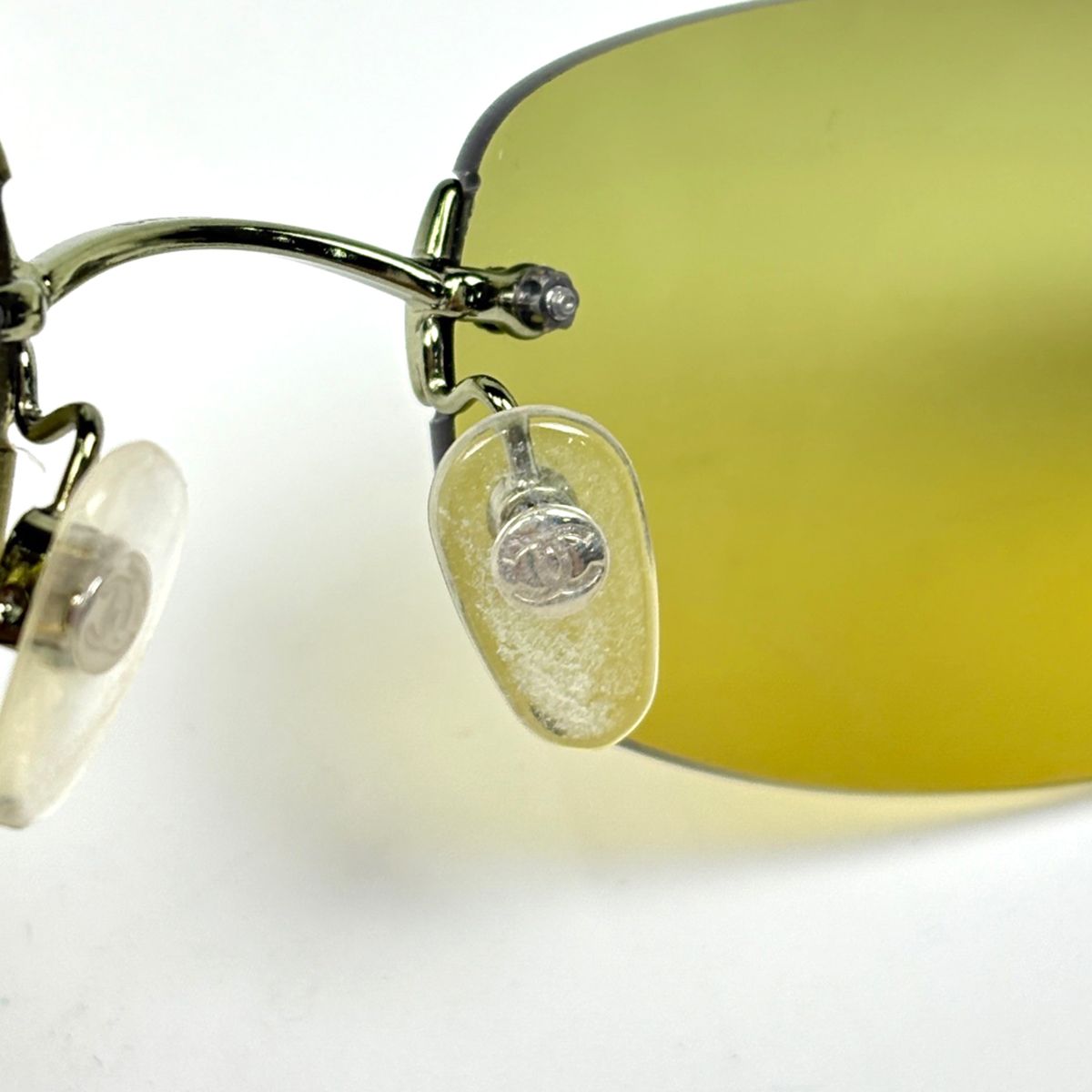 Chanel CC Logo Sunglasses Rimless Acetate Yellow Eyewear — view 4