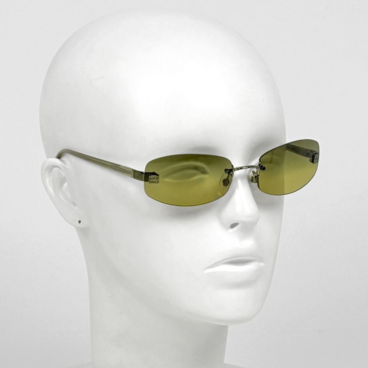 Chanel CC Logo Sunglasses Rimless Acetate Yellow Eyewear — view 6