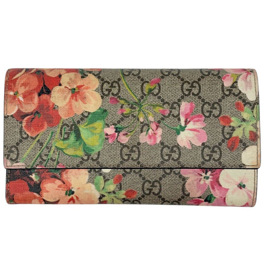 Gucci GG Blue Mus Continental Wallet Supreme Beige Multicolor