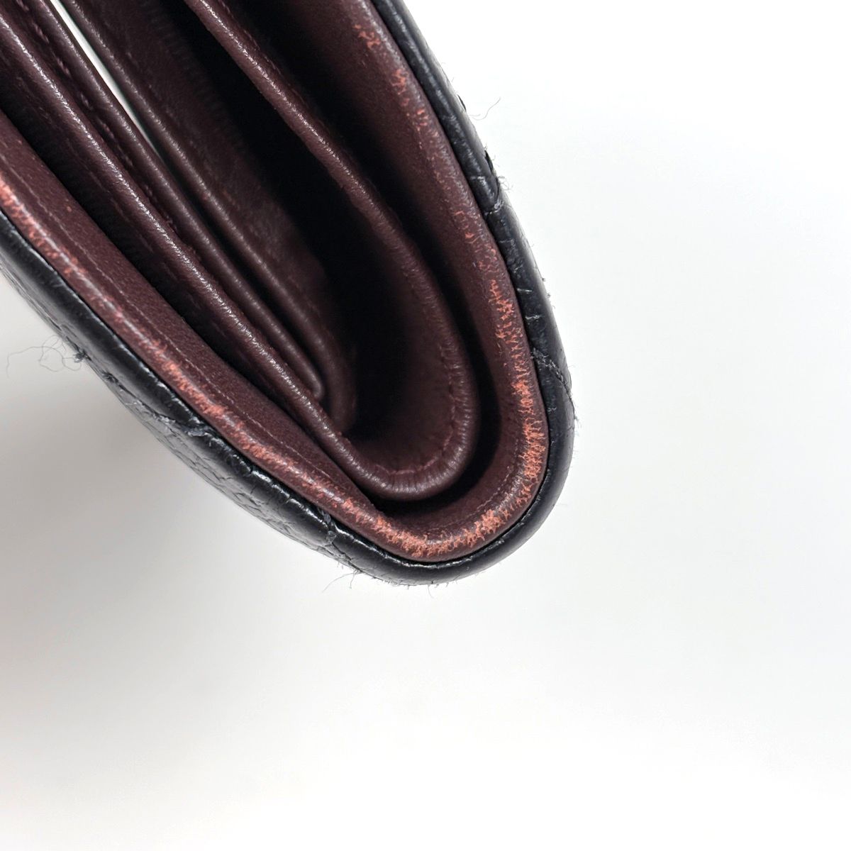 Chanel CC Logo Trifold Wallet Quilted Caviar Leather Black — view 3