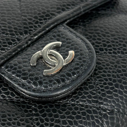 Chanel CC Logo Trifold Wallet Quilted Caviar Leather Black — view 4