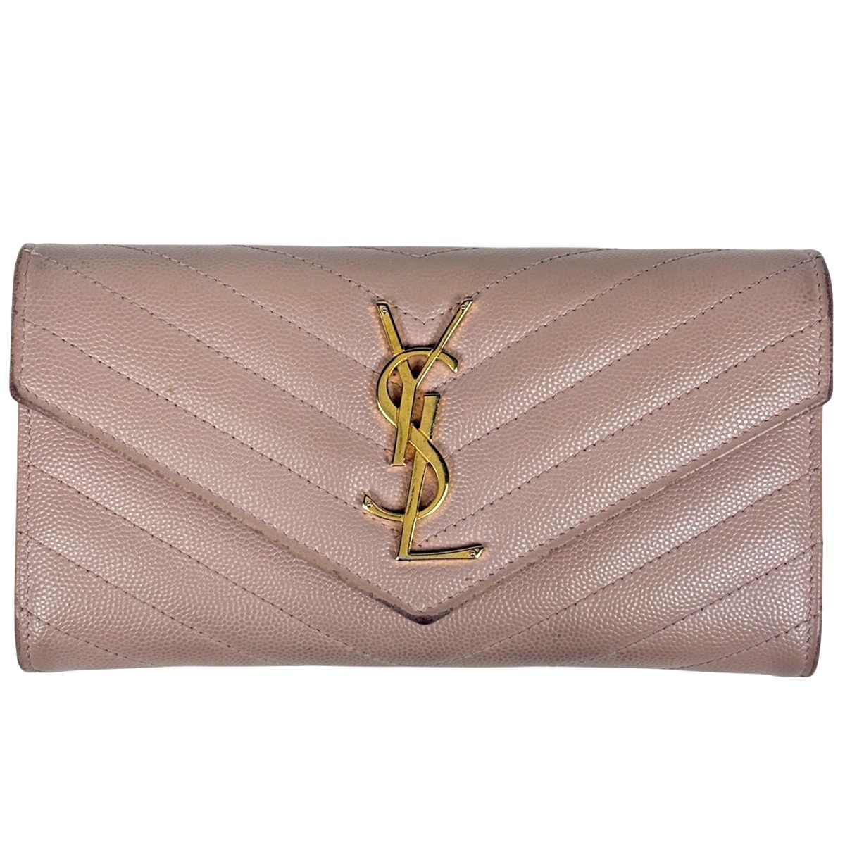 Saint Laurent Logo Bifold Wallet Leather Pink