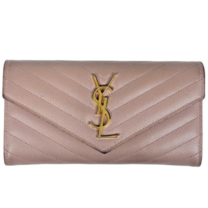 Saint Laurent Logo Bifold Wallet Leather Pink