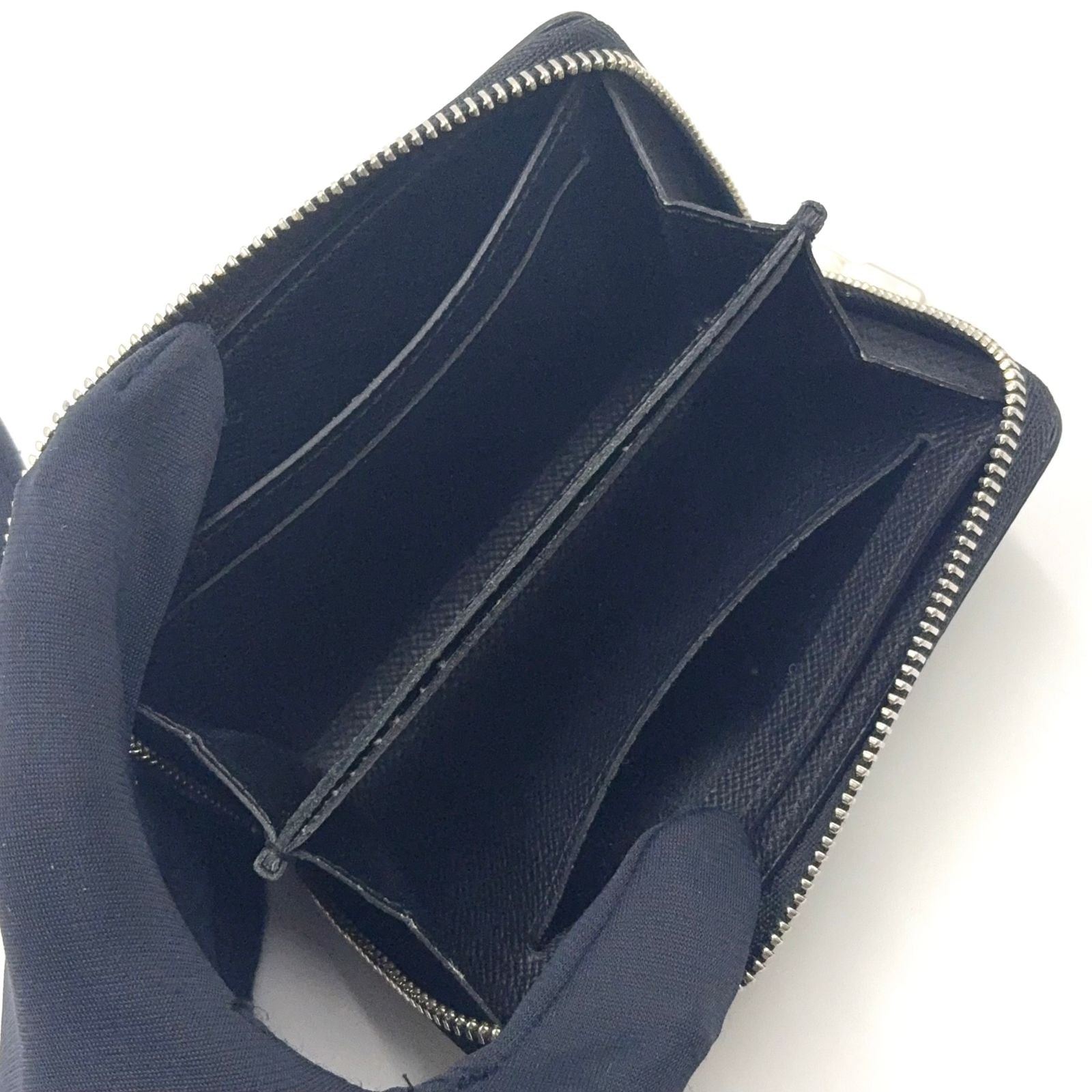 Louis Vuitton Zippy Coin Purse Taiga Ardoise Leather Black Wallet Silver — view 3