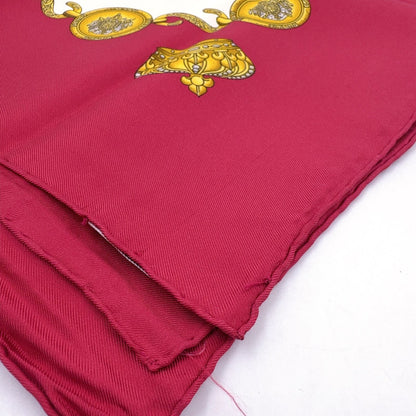 Hermes Re Tambour Carre 90 Silk White Multicolor Red Scarf — view 4