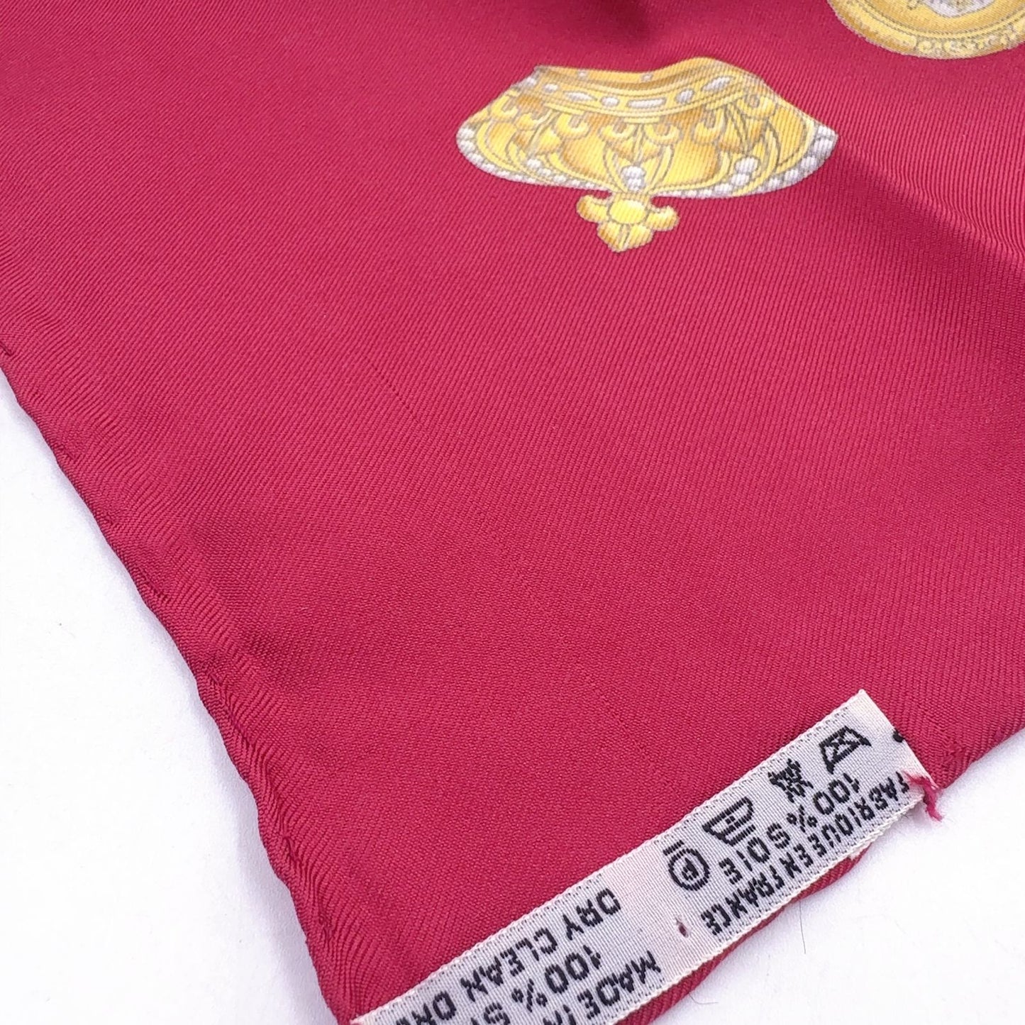 Hermes Re Tambour Carre 90 Silk White Multicolor Red Scarf — view 7
