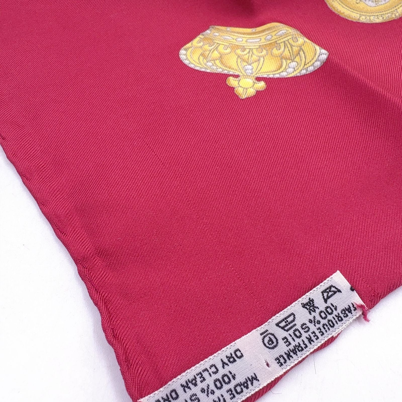 Hermes Re Tambour Carre 90 Silk White Multicolor Red Scarf — view 7