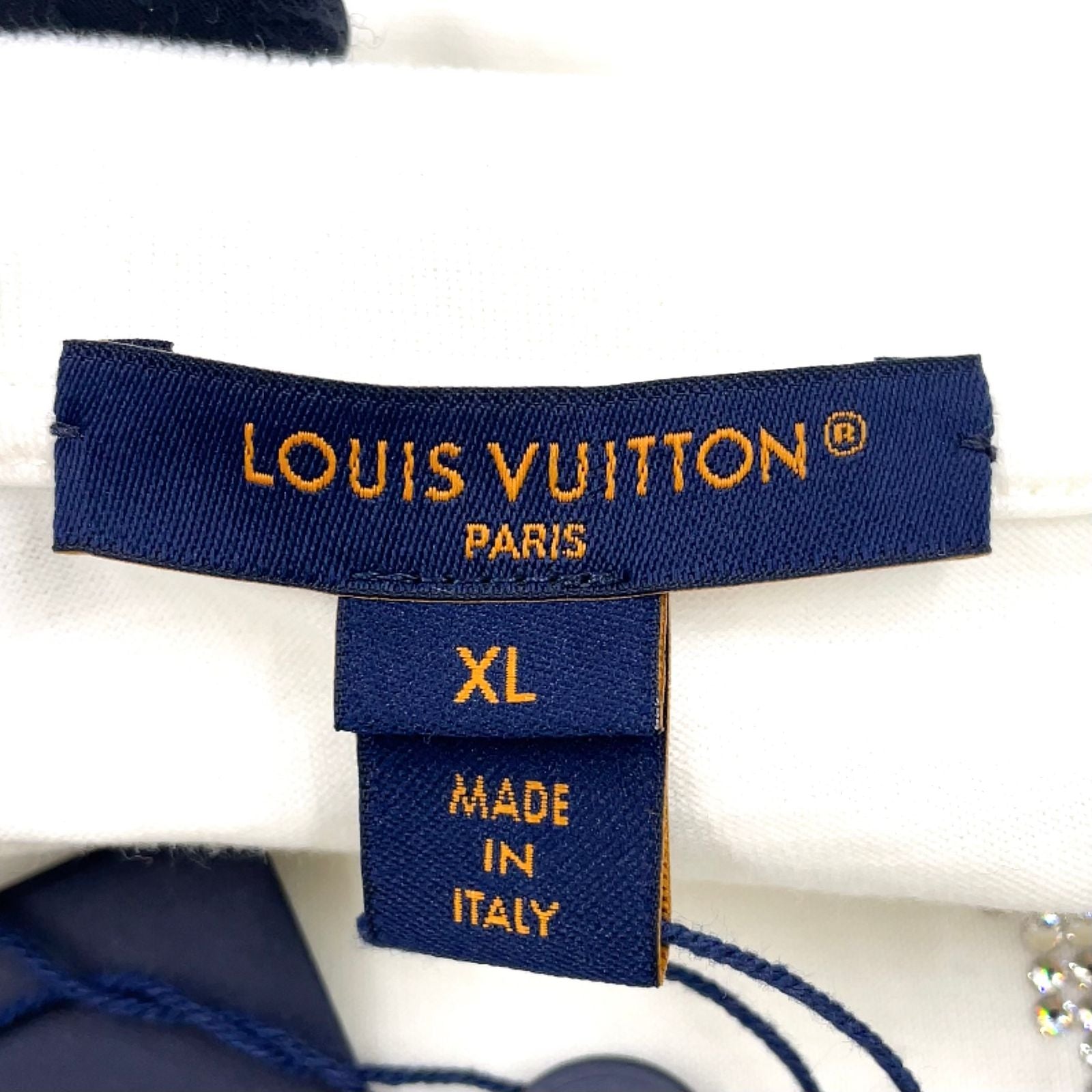 Louis Vuitton Rhinestone Signature Cotton White T-Shirt Gold — view 3