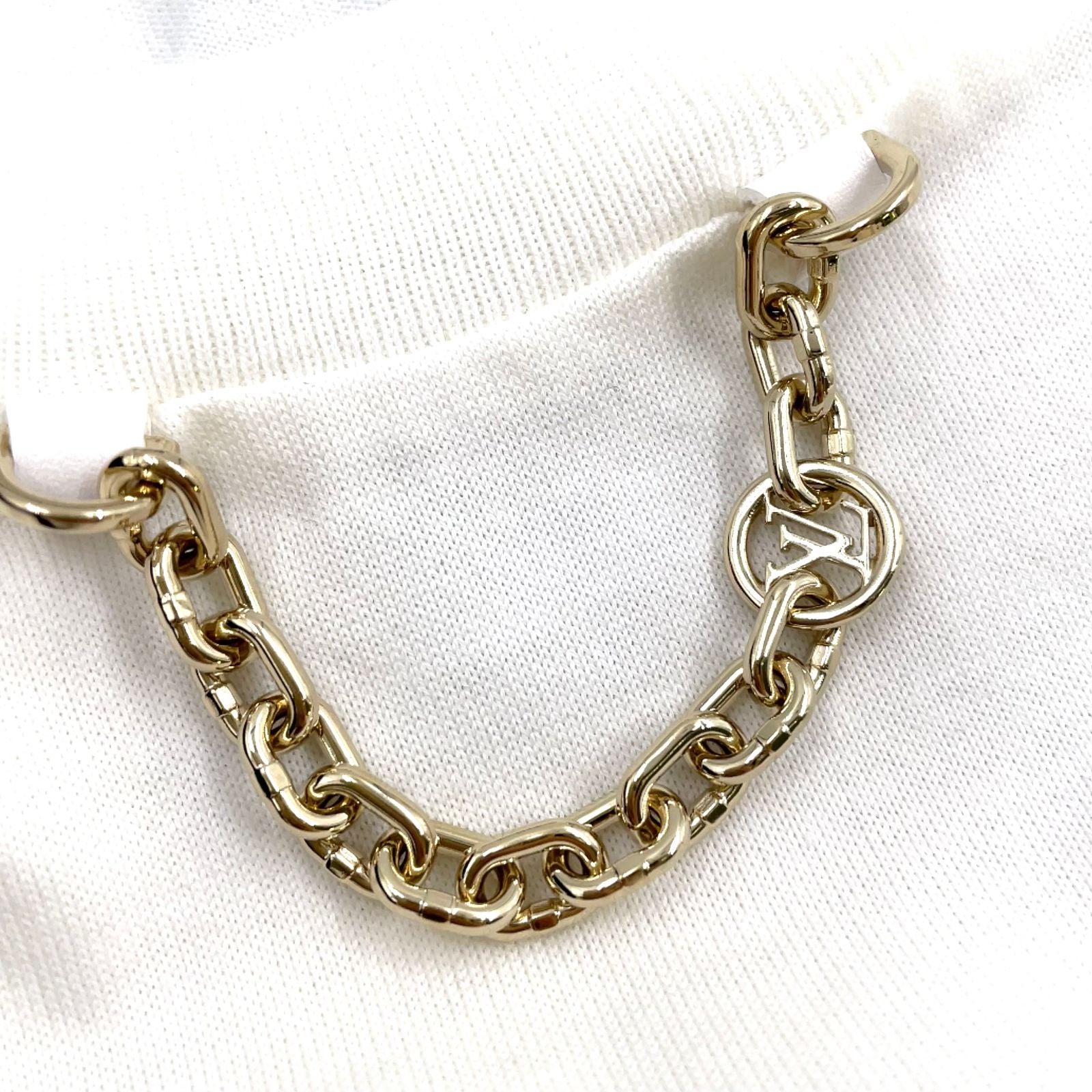 Louis Vuitton Rhinestone Signature Cotton White T-Shirt Gold — view 6