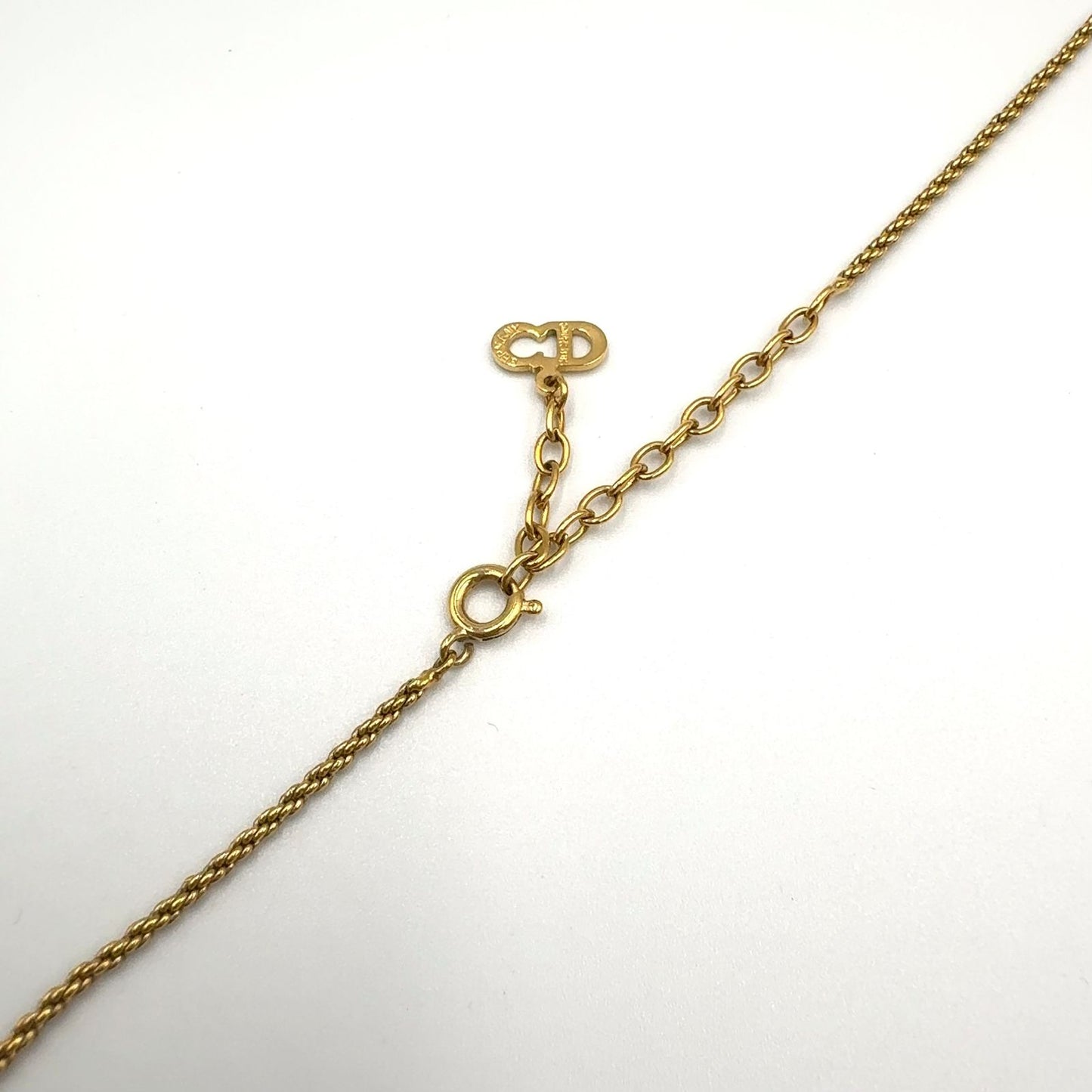 Dior Double Strand Drop Rhinestone Faux Pearl Gold Necklace — view 7