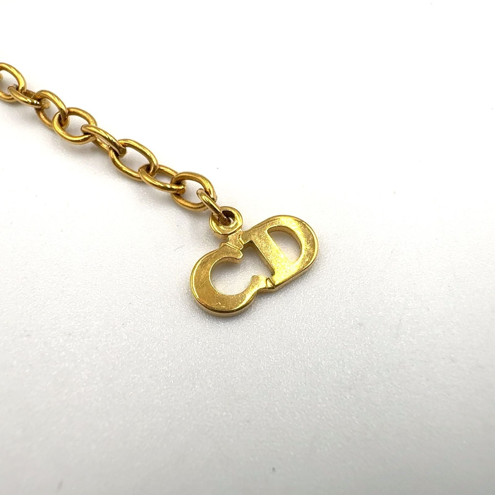 Dior Double Strand Drop Rhinestone Faux Pearl Gold Necklace — view 5
