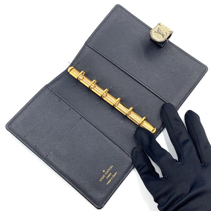 Louis Vuitton Monogram Mini Agenda PM Leather Canvas Navy Notebook Cover Gold — view 3