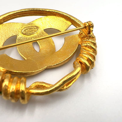 Chanel CC Logo Gold Plated Brooch — view 8