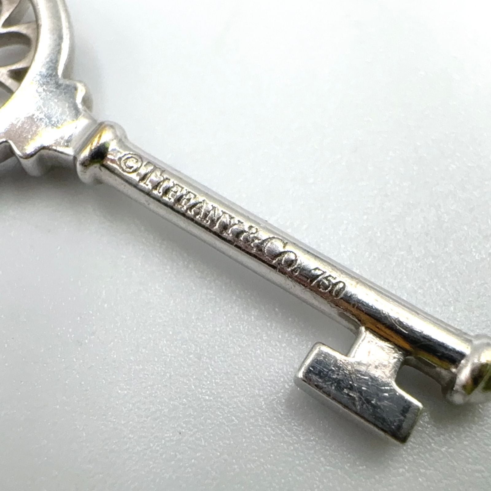 Tiffany & Co Floral Key Diamond Charm Platinum White Gold Necklace — view 9