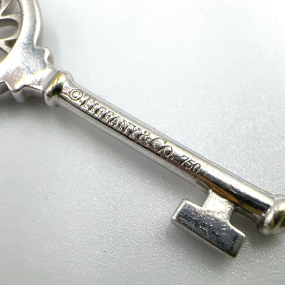 Tiffany & Co Floral Key Diamond Charm Platinum White Gold Necklace — view 9
