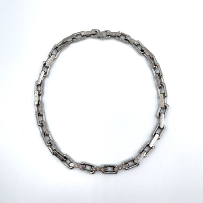 Louis Vuitton Collier Chain Monogram Metal Silver Necklace — view 3