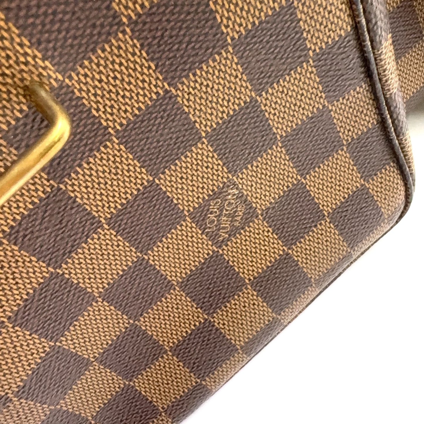 Louis Vuitton Broadway Damier Ebene Leather Brown Shoulder Bag Gold — view 5