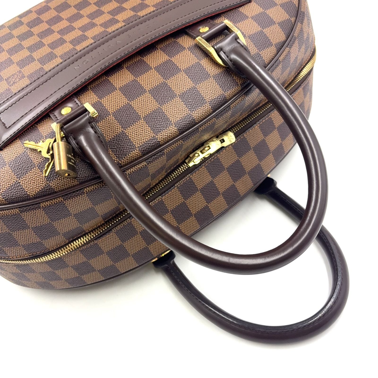 Louis Vuitton Nolita 24 Damier Ebene Leather Brown Handbag Gold — view 5