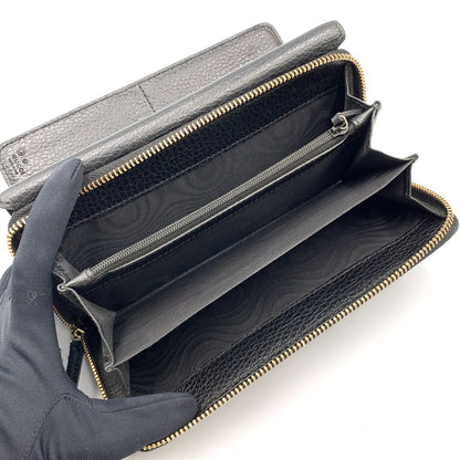 Gucci Interlocking Trifold Leather Black Wallet Gold — view 4