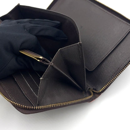 Louis Vuitton Zippy Organizer Damier Ebene Leather Brown Round Wallet Gold — view 7