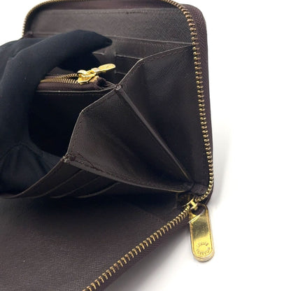Louis Vuitton Zippy Organizer Damier Ebene Leather Brown Round Wallet Gold — view 6