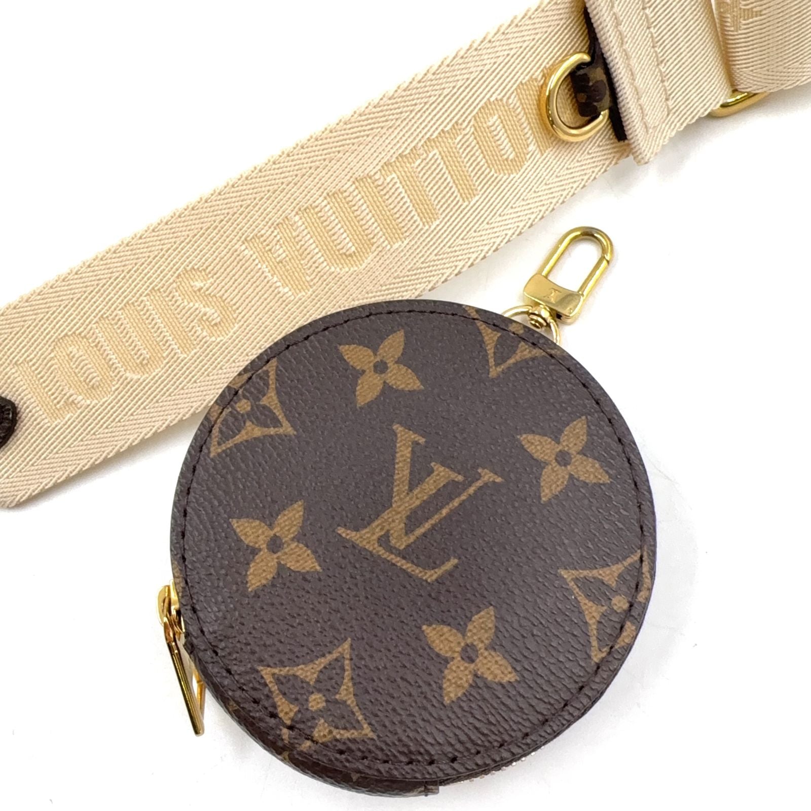 Louis Vuitton LV On The Go Coin Case Canvas Ivory Shoulder Strap Gold — view 7