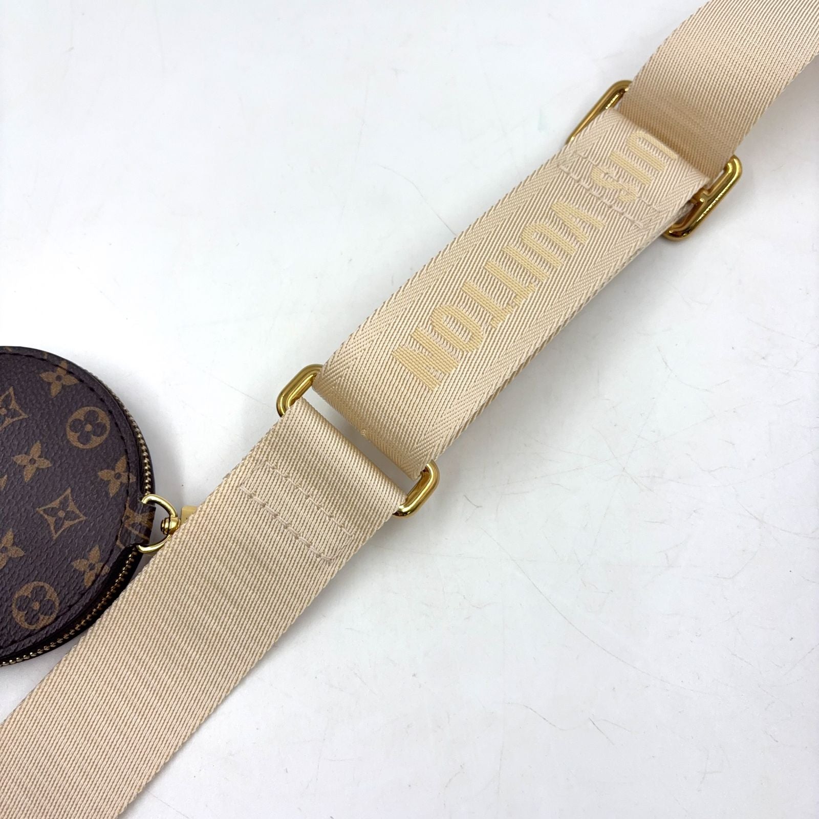 Louis Vuitton LV On The Go Coin Case Canvas Ivory Shoulder Strap Gold — view 6