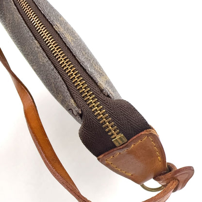 Louis Vuitton Pochette Monogram Leather Brown Handbag Gold — view 6