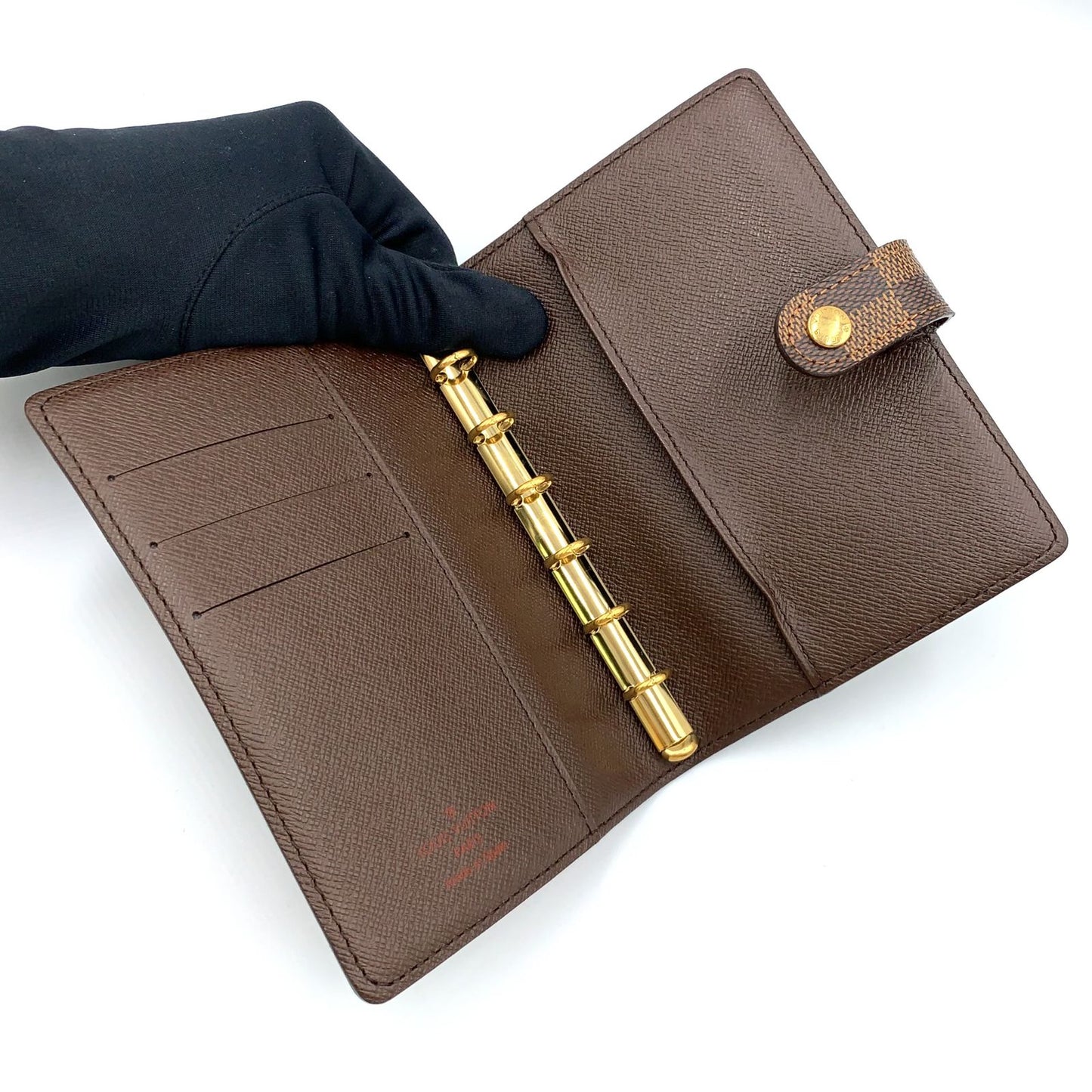 Louis Vuitton Agenda PM Damier Brown Notebook Cover Gold — view 3