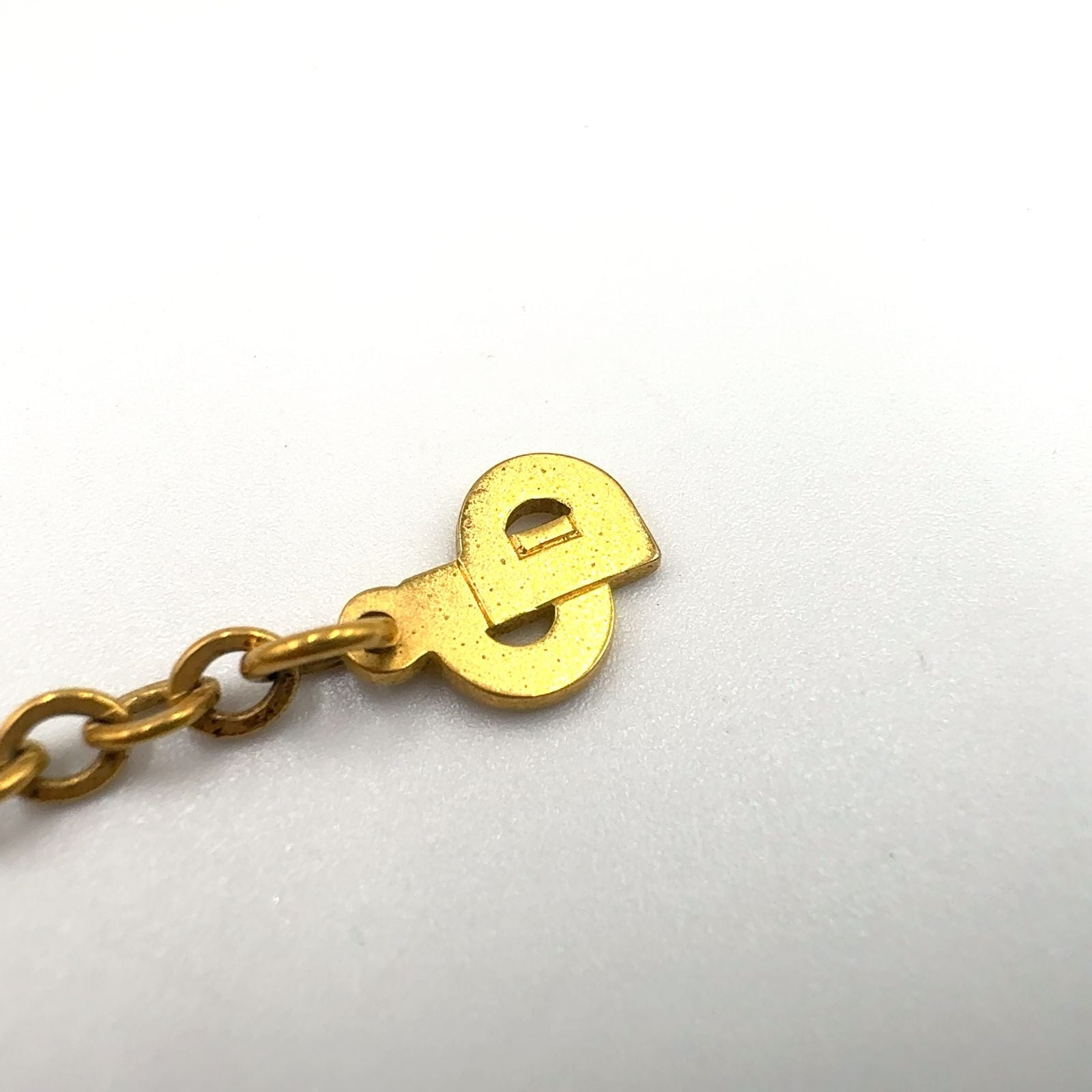 Dior CD Logo Rhinestone Gold Necklace — view 5