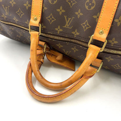 Louis Vuitton Keepall Bandouliere 60 Monogram Leather Brown Boston Bag Gold — view 6