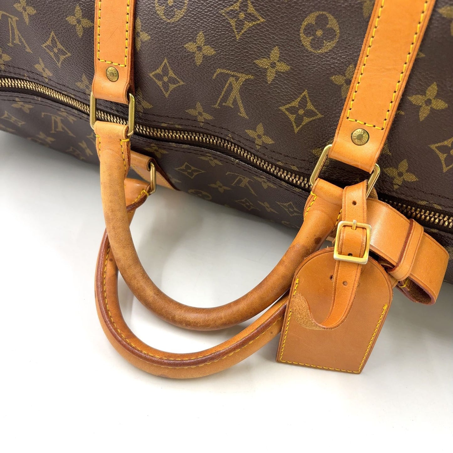 Louis Vuitton Keepall Bandouliere 60 Monogram Leather Brown Boston Bag Gold — view 5