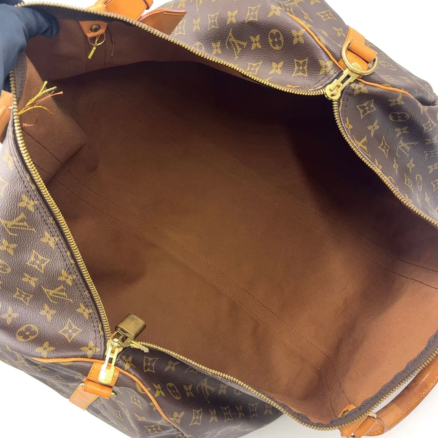 Louis Vuitton Keepall Bandouliere 60 Monogram Leather Brown Boston Bag Gold — view 3