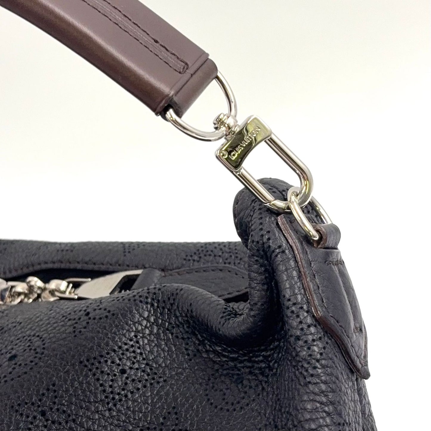 Louis Vuitton Selene PM Noir Mahina 2-Way Shoulder Leather Dark Brown Black — view 6