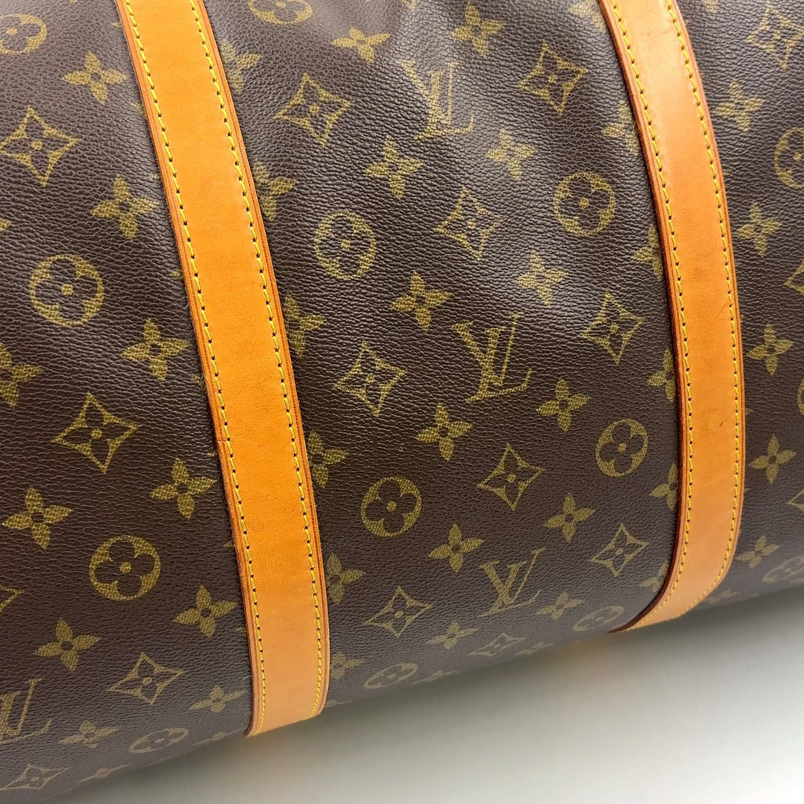 Louis Vuitton Keepall Bandouliere 60 Monogram Leather Brown Boston Bag Gold — view 7
