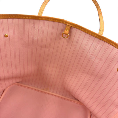 Louis Vuitton Neverfull Damier Azur Rose Velours Initial Leather White Light — view 9