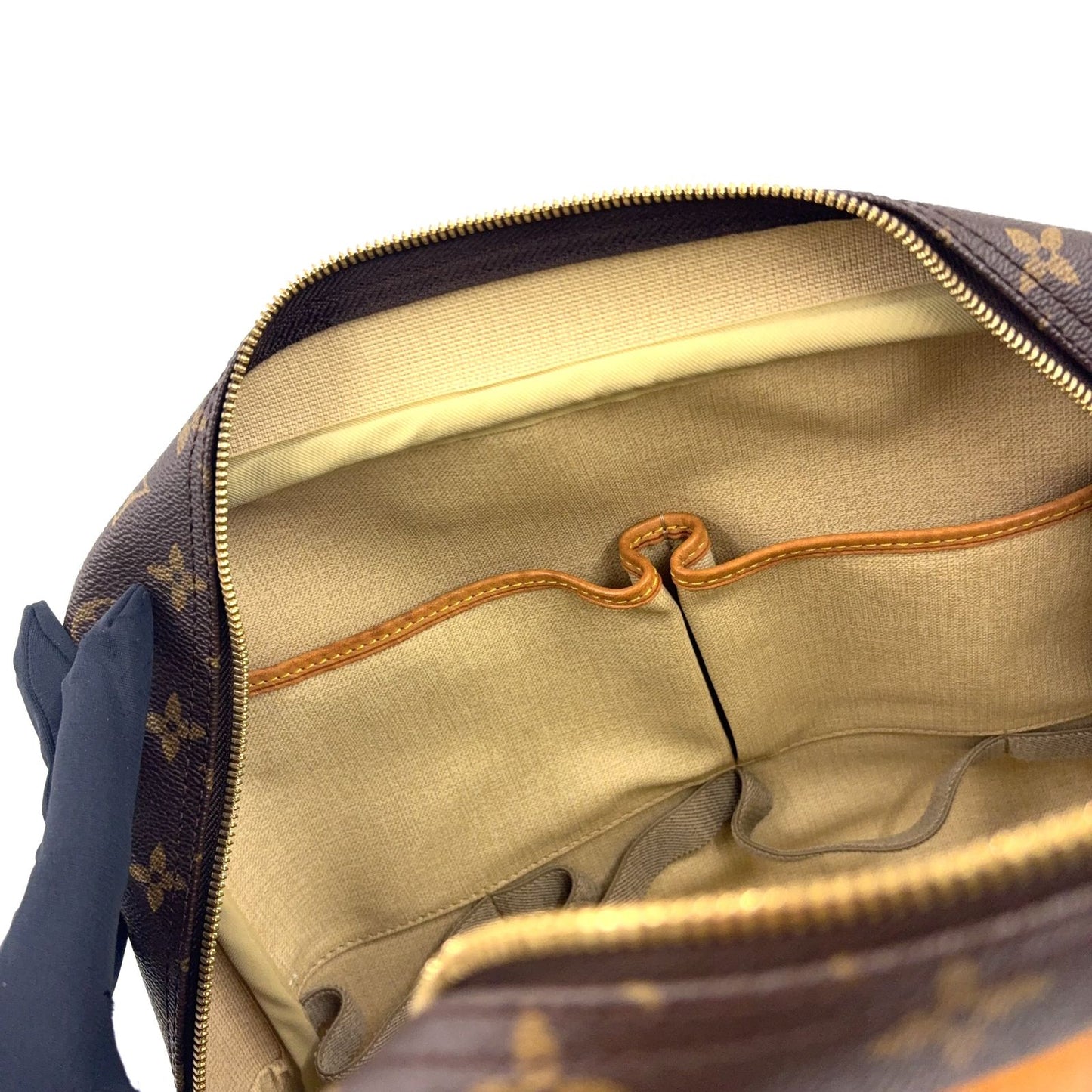 Louis Vuitton Deauville Bowling Vanity Monogram Leather Brown Handbag Gold — view 5