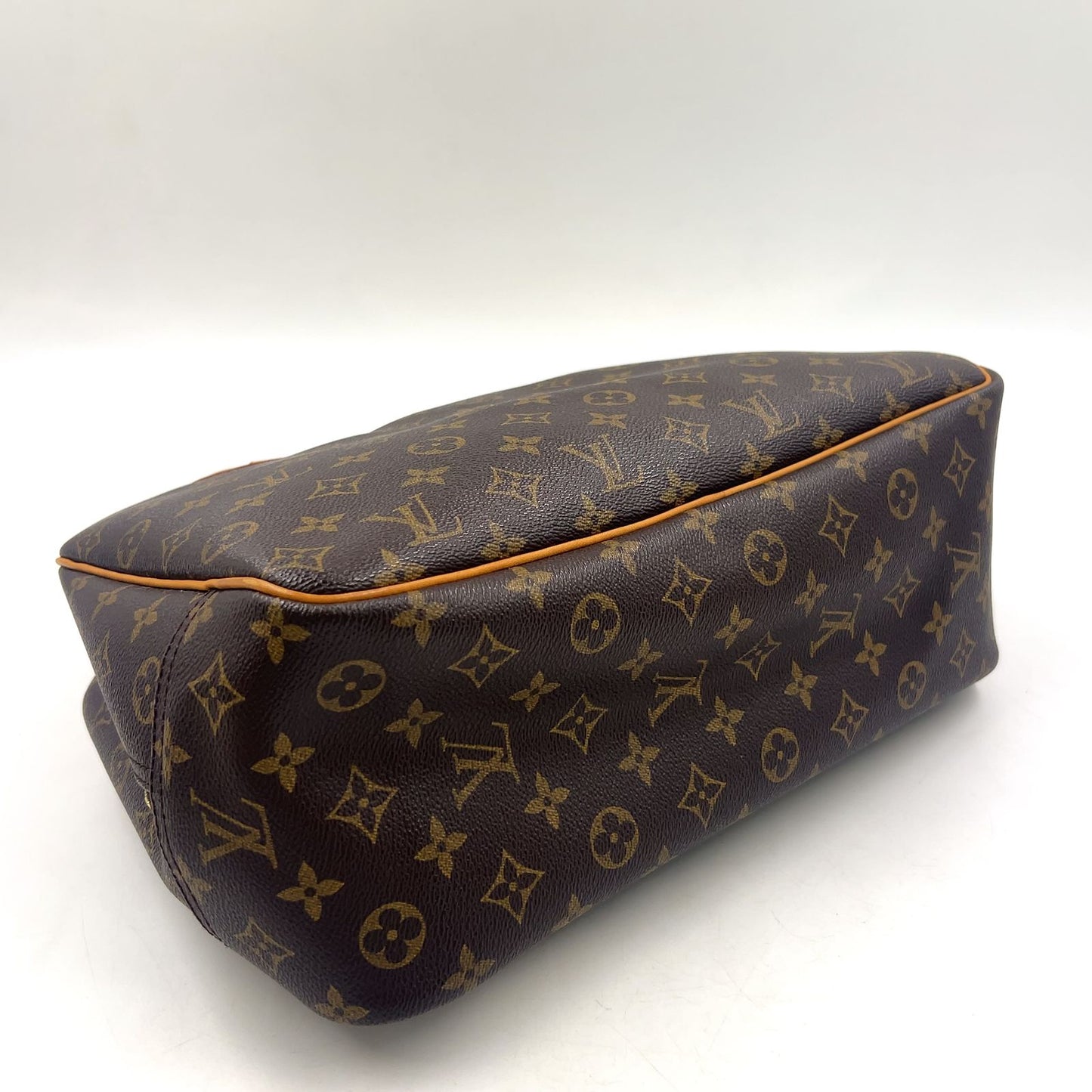Louis Vuitton Deauville Bowling Vanity Monogram Leather Brown Handbag Gold — view 9