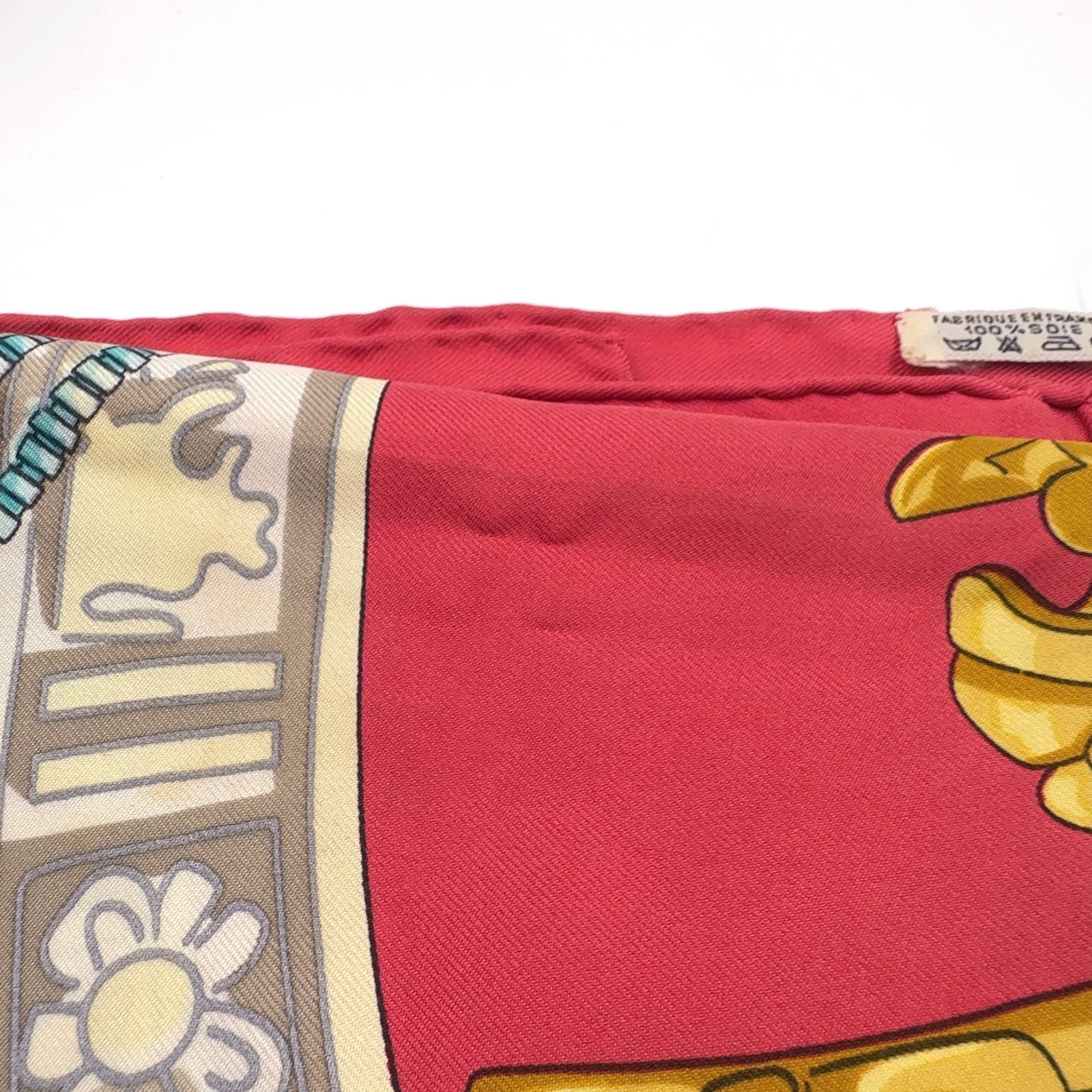 Hermes Carre 90 Mexico Silk Blue White Red Scarf — view 9