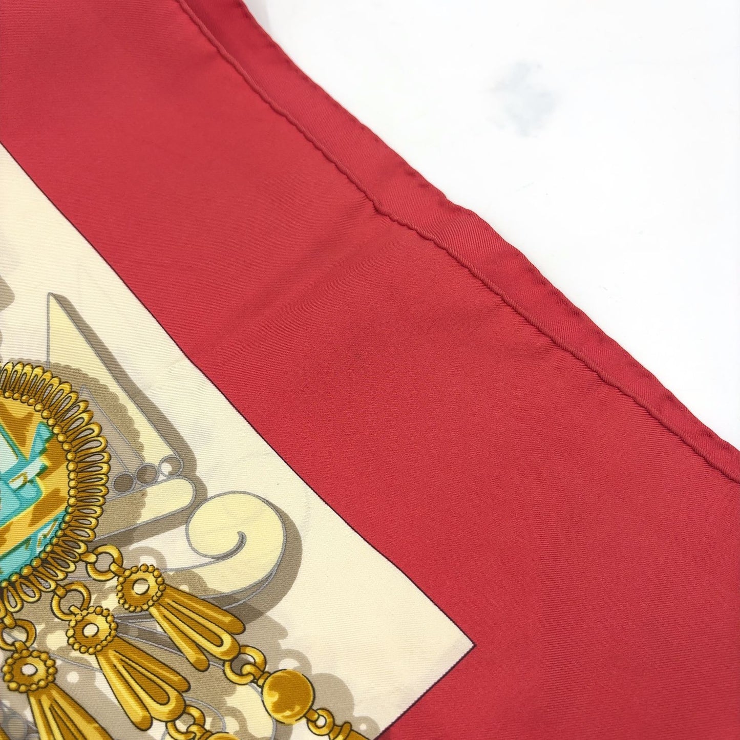 Hermes Carre 90 Mexico Silk Blue White Red Scarf — view 8