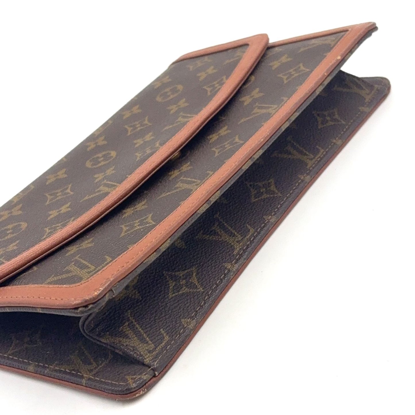 Louis Vuitton Pochette Dam GM Monogram Leather Brown Clutch Gold — view 5