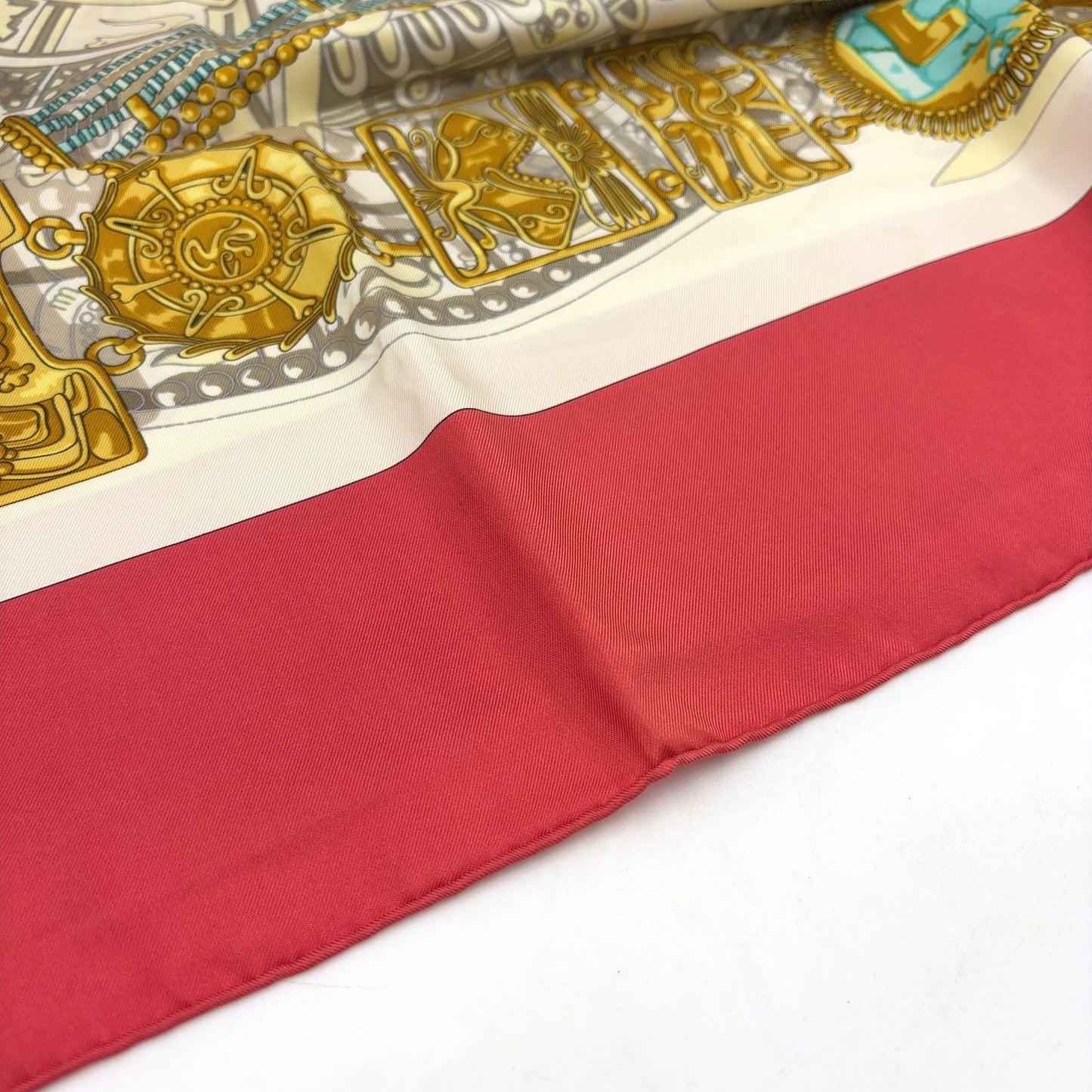 Hermes Carre 90 Mexico Silk Blue White Red Scarf — view 7