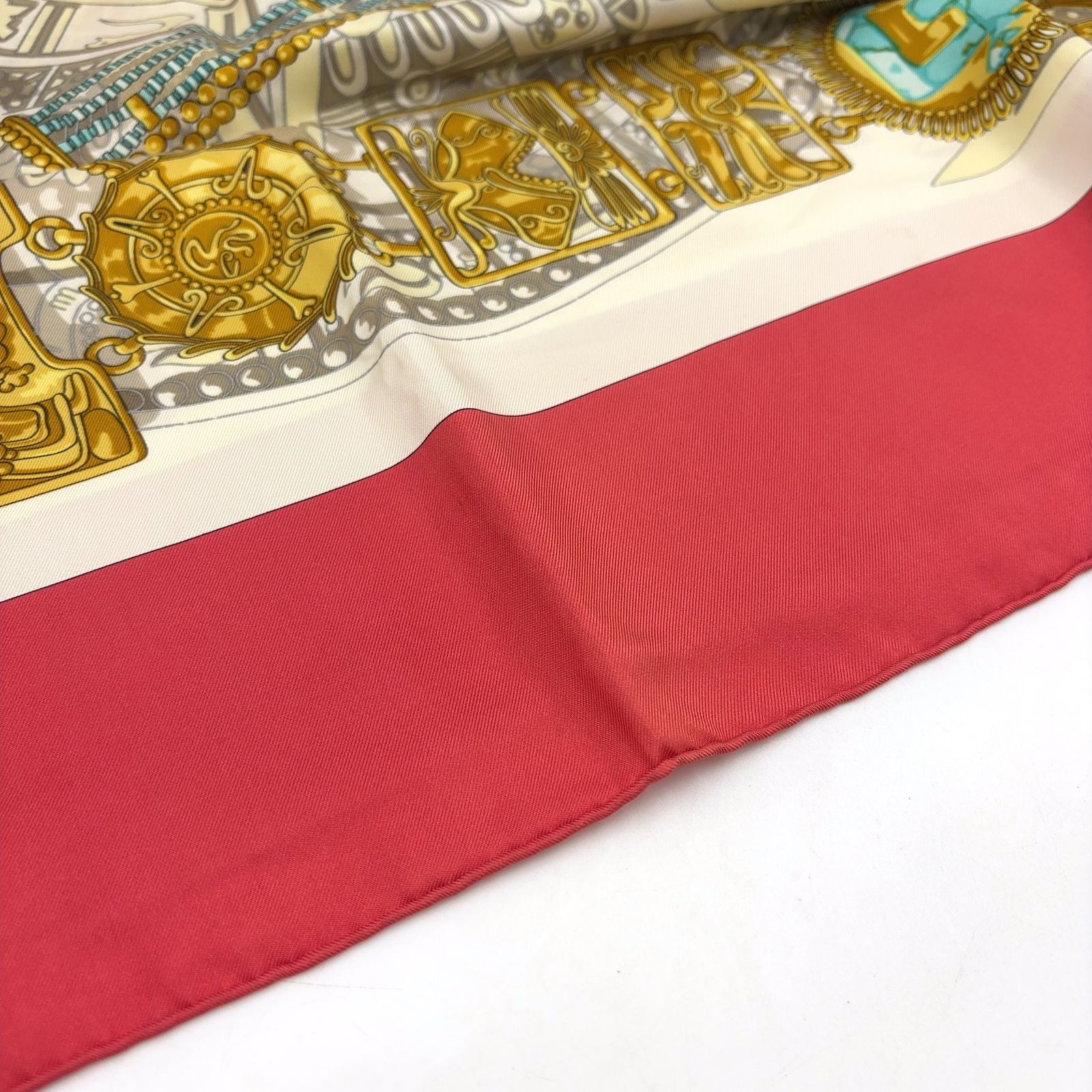 Hermes Carre 90 Mexico Silk Blue White Red Scarf — view 7