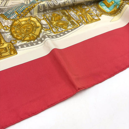Hermes Carre 90 Mexico Silk Blue White Red Scarf — view 7