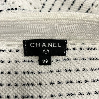 Chanel Mini Skirt 38 M White Black Waist Togo M Border — view 3