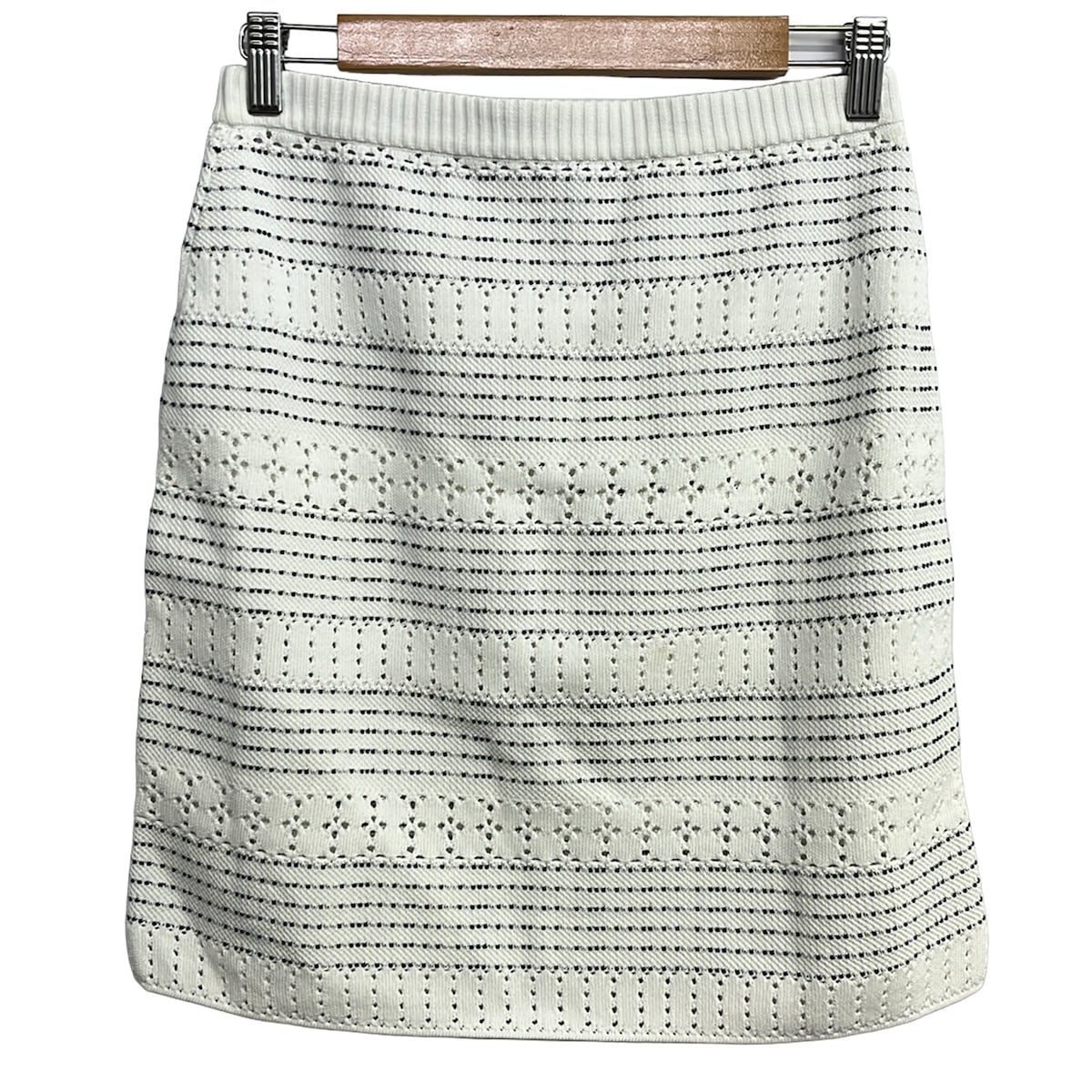 Chanel Mini Skirt 38 M White Black Waist Togo M Border — view 2